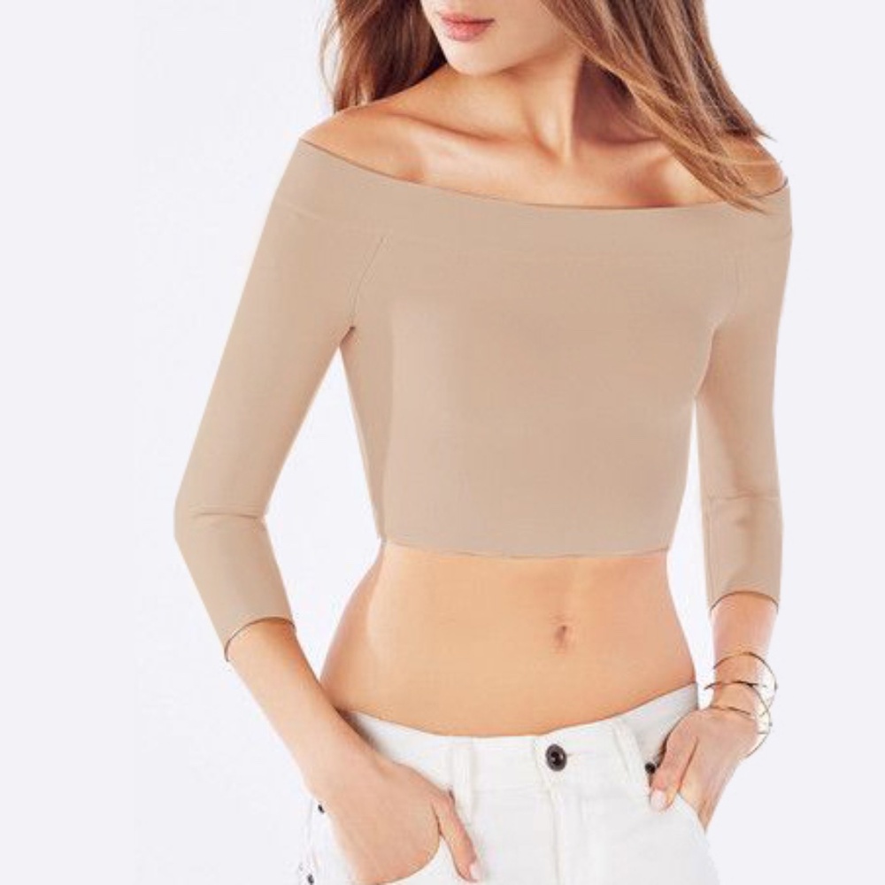 Bcbg MaxAzria Nude Top Off-The-Shoulder, S